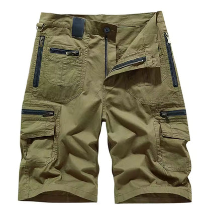Męskie Szorty Cargo z Wieloma Kieszeniami i Zapięciem na Zamek-Shorts for men-Olave