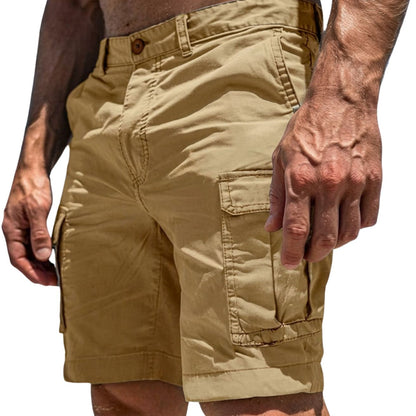 Męskie Szorty Cargo z Zapięciem na Guzik i Kieszeniami Bocznymi-Shorts for men-Olave