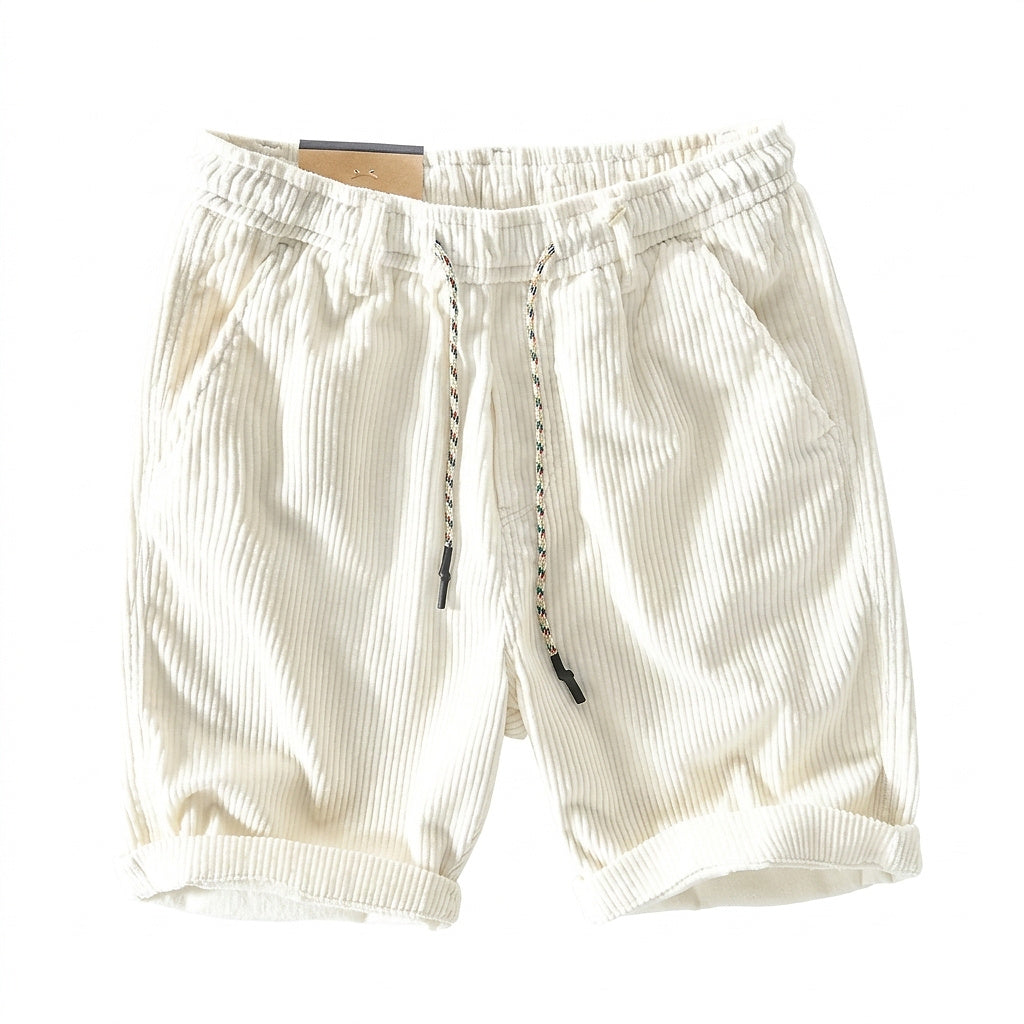 Męskie szorty sztruksowe ze sznurkiem-Shorts for men-Olave