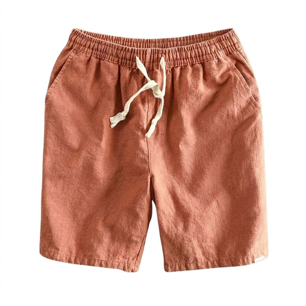 Męskie szorty z domieszką lnu ze sznurkiem w talii-Shorts for men-Olave