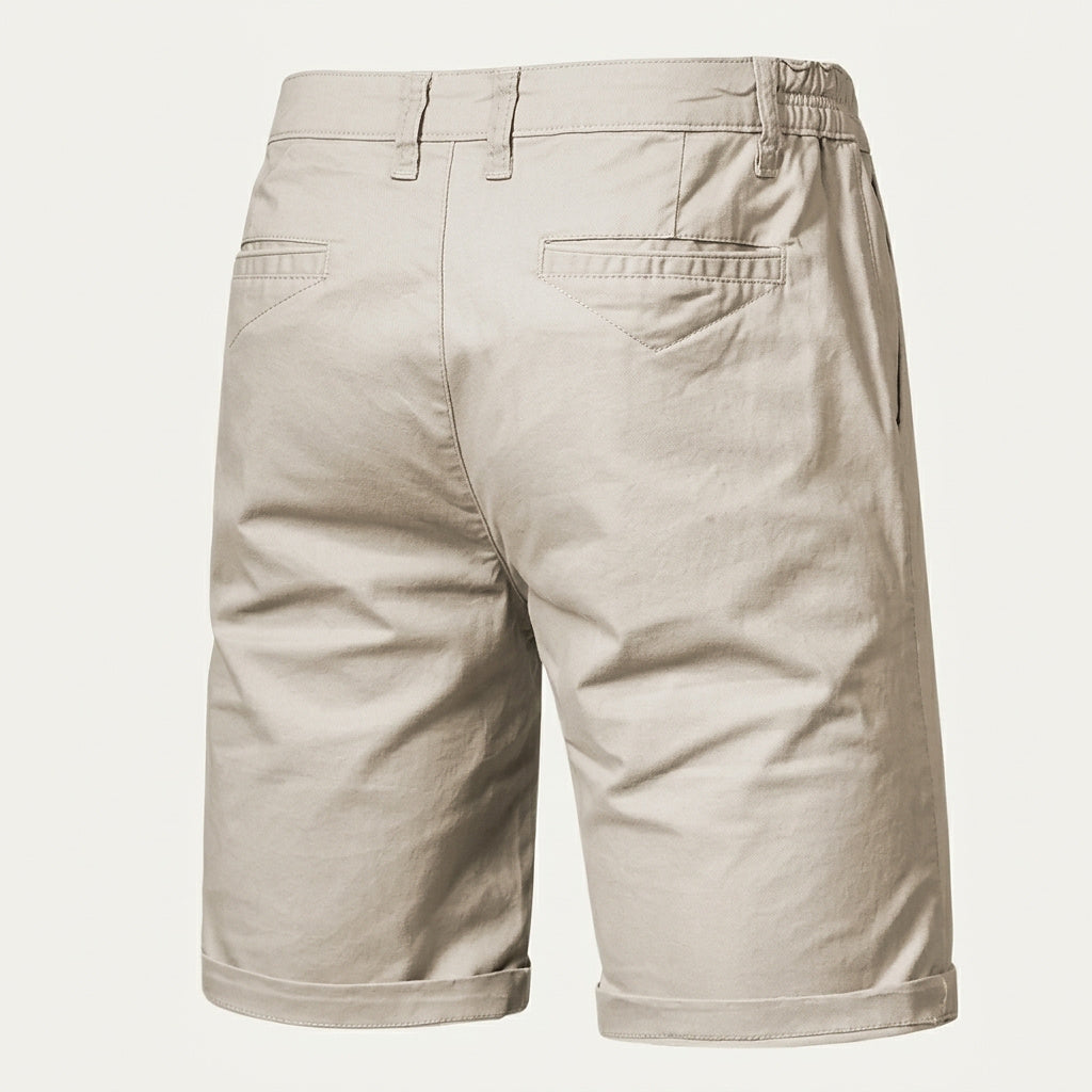 Męskie szorty z płaskim przodem i elastycznym pasem-Shorts for men-Olave