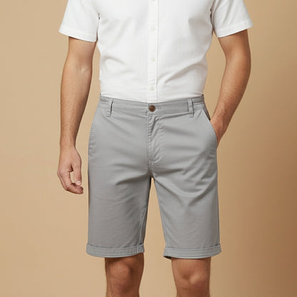 Męskie szorty z płaskim przodem i elastycznym pasem-Shorts for men-Olave