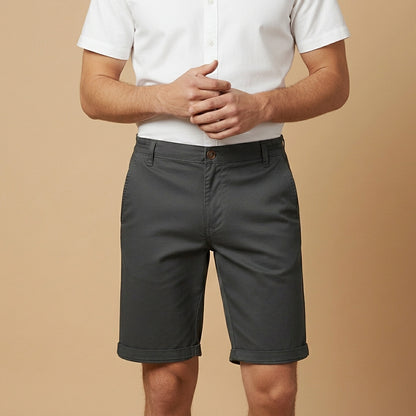 Męskie szorty z płaskim przodem i elastycznym pasem-Shorts for men-Olave