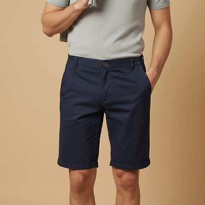 Męskie szorty z płaskim przodem i elastycznym pasem-Shorts for men-Olave