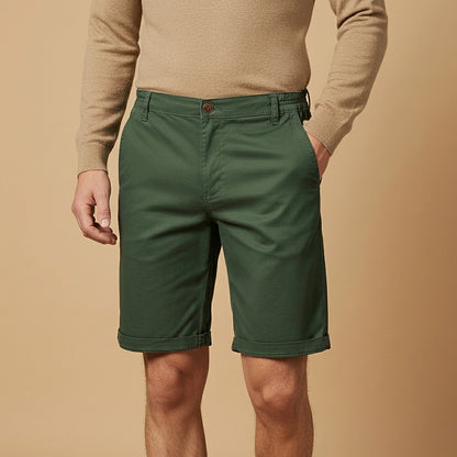 Męskie szorty z płaskim przodem i elastycznym pasem-Shorts for men-Olave