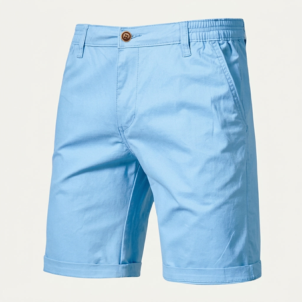 Męskie szorty z płaskim przodem i elastycznym pasem-Shorts for men-Olave