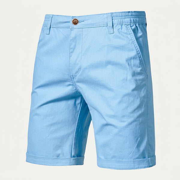 Męskie szorty z płaskim przodem i elastycznym pasem-Shorts for men-Olave