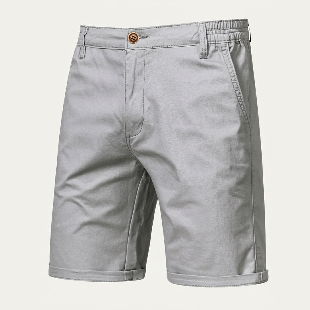 Męskie szorty z płaskim przodem i elastycznym pasem-Shorts for men-Olave