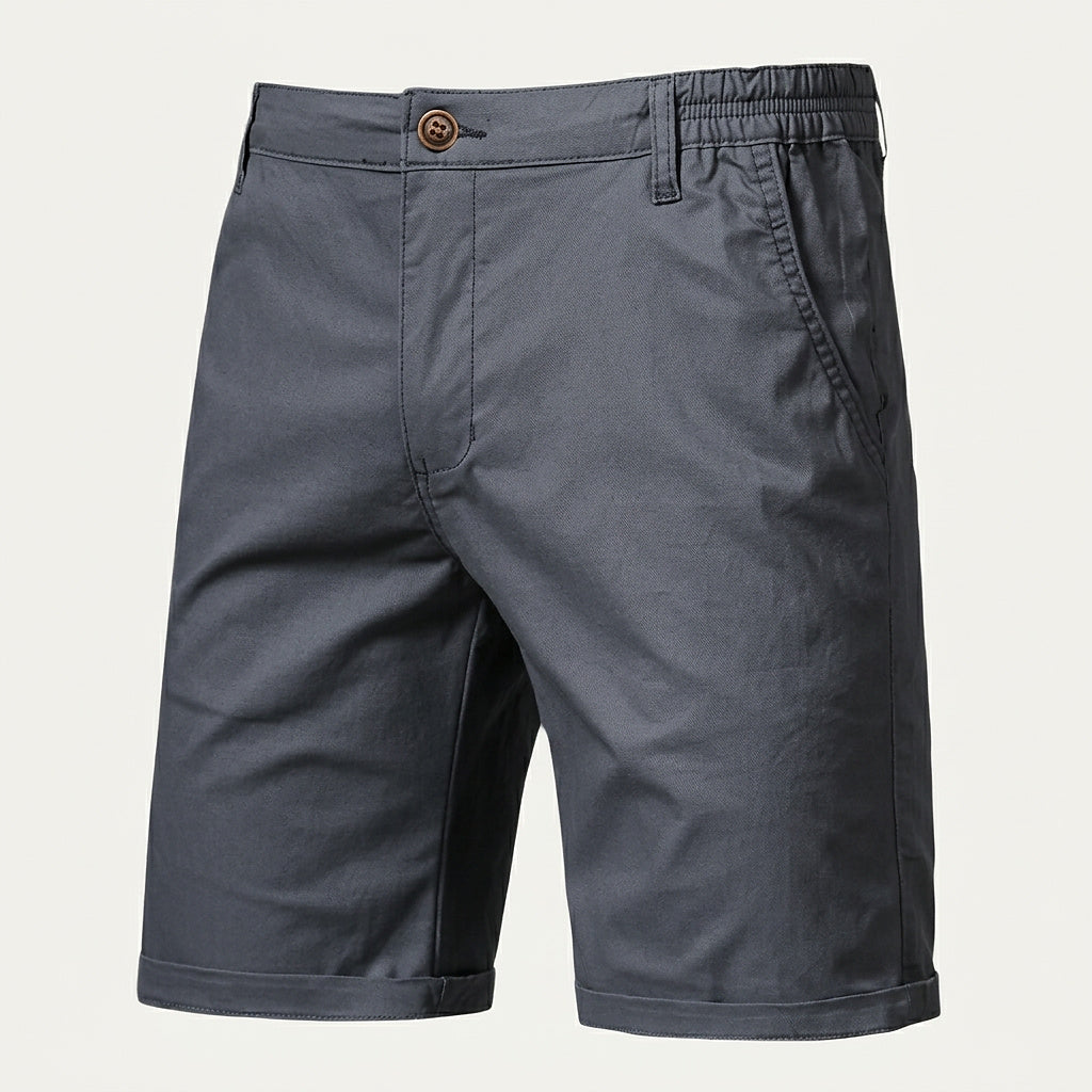 Męskie szorty z płaskim przodem i elastycznym pasem-Shorts for men-Olave