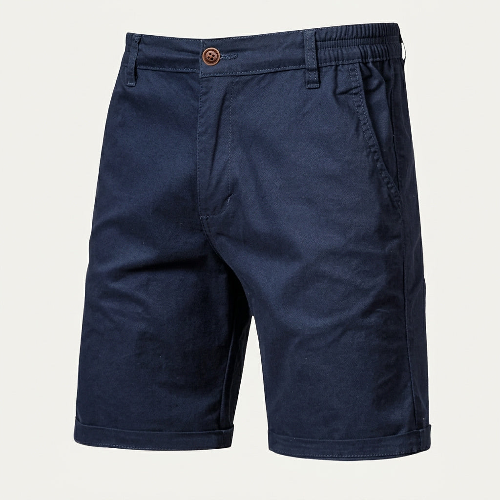 Męskie szorty z płaskim przodem i elastycznym pasem-Shorts for men-Olave