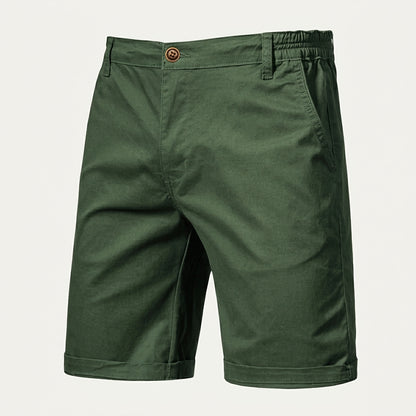 Męskie szorty z płaskim przodem i elastycznym pasem-Shorts for men-Olave