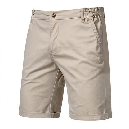 Męskie szorty z płaskim przodem i elastycznym pasem-Shorts for men-Olave