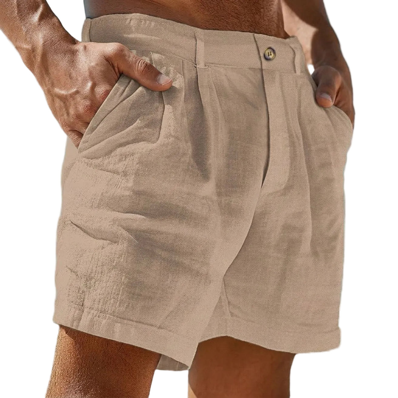 Męskie Szorty z Zakładkami i Zapięciem na Guzik-Shorts for men-Olave