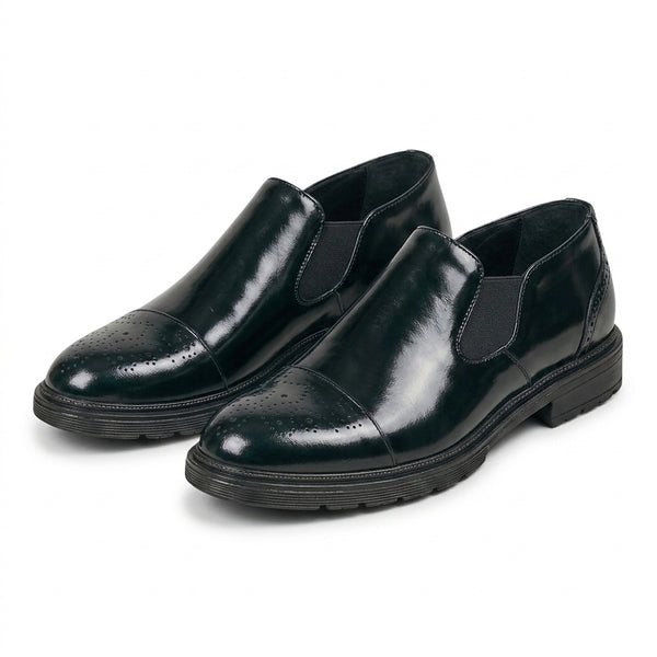 Męskie wsuwane półbuty typu brogsy z elastycznymi panelami bocznymi-Footwear for men-Olave