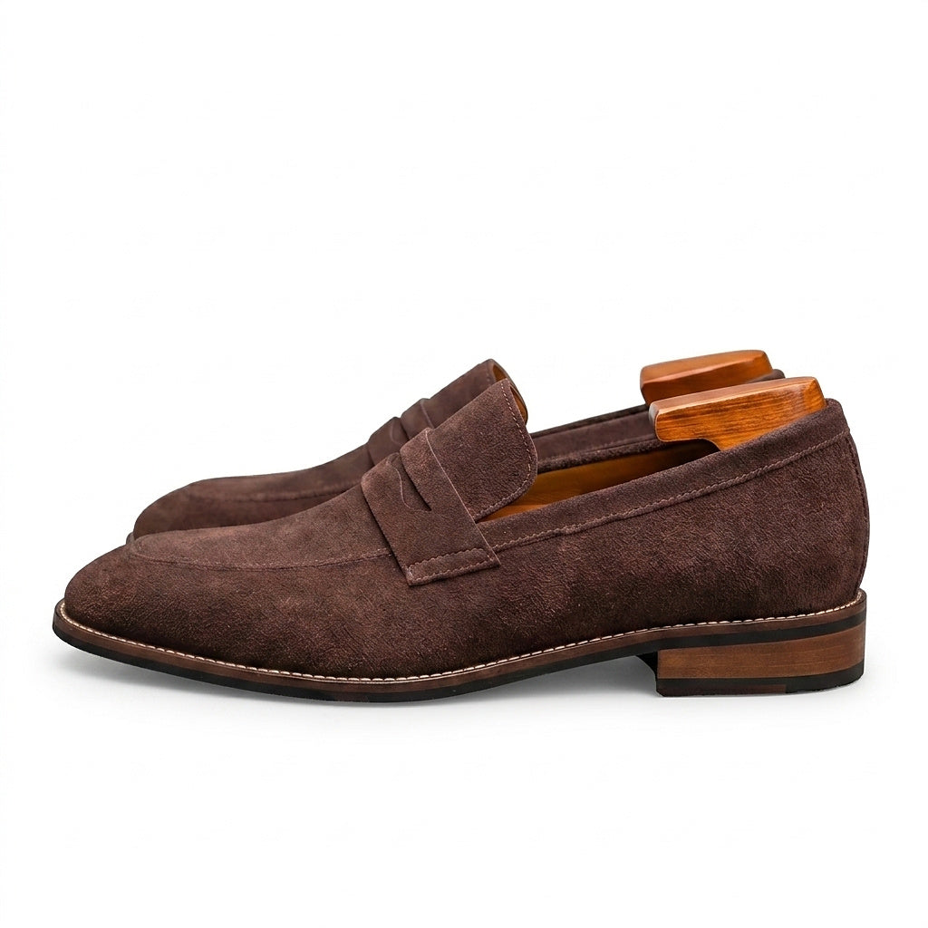 Męskie zamszowe mokasyny typu penny loafers z przeszyciem na nosku-Footwear for men-Olave