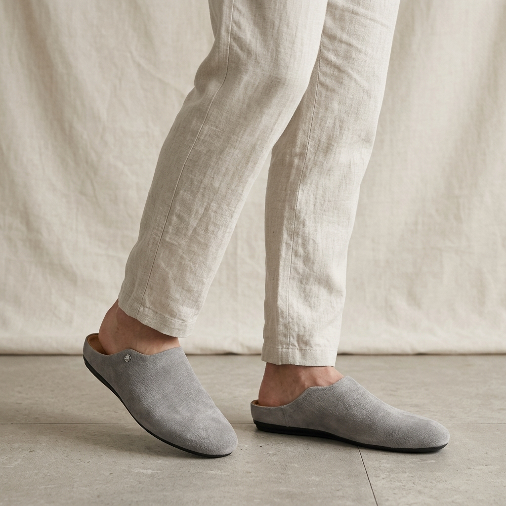 Męskie zamszowe mule z metalowymi ćwiekami-Footwear for men-Olave