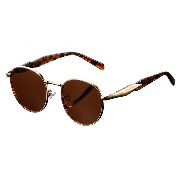 Okulary przeciwsłoneczne unisex z okrągłymi oprawkami i metalowymi zausznikami-Glasses for women-Olave