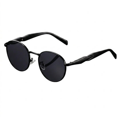 Okulary przeciwsłoneczne unisex z okrągłymi oprawkami i metalowymi zausznikami-Glasses for women-Olave