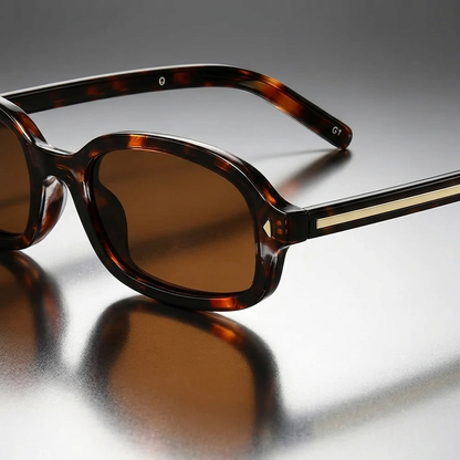 Okulary przeciwsłoneczne unisex z owalnymi oprawkami w panterkę-Sunglasses-Olave