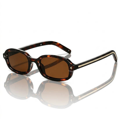 Okulary przeciwsłoneczne unisex z owalnymi oprawkami w panterkę-Sunglasses-Olave