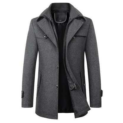 Płaszcz Męski o Prostej Konstrukcji z Kołnierzem-Coats for Men-Olave