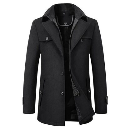 Płaszcz Męski o Prostej Konstrukcji z Kołnierzem-Coats for Men-Olave