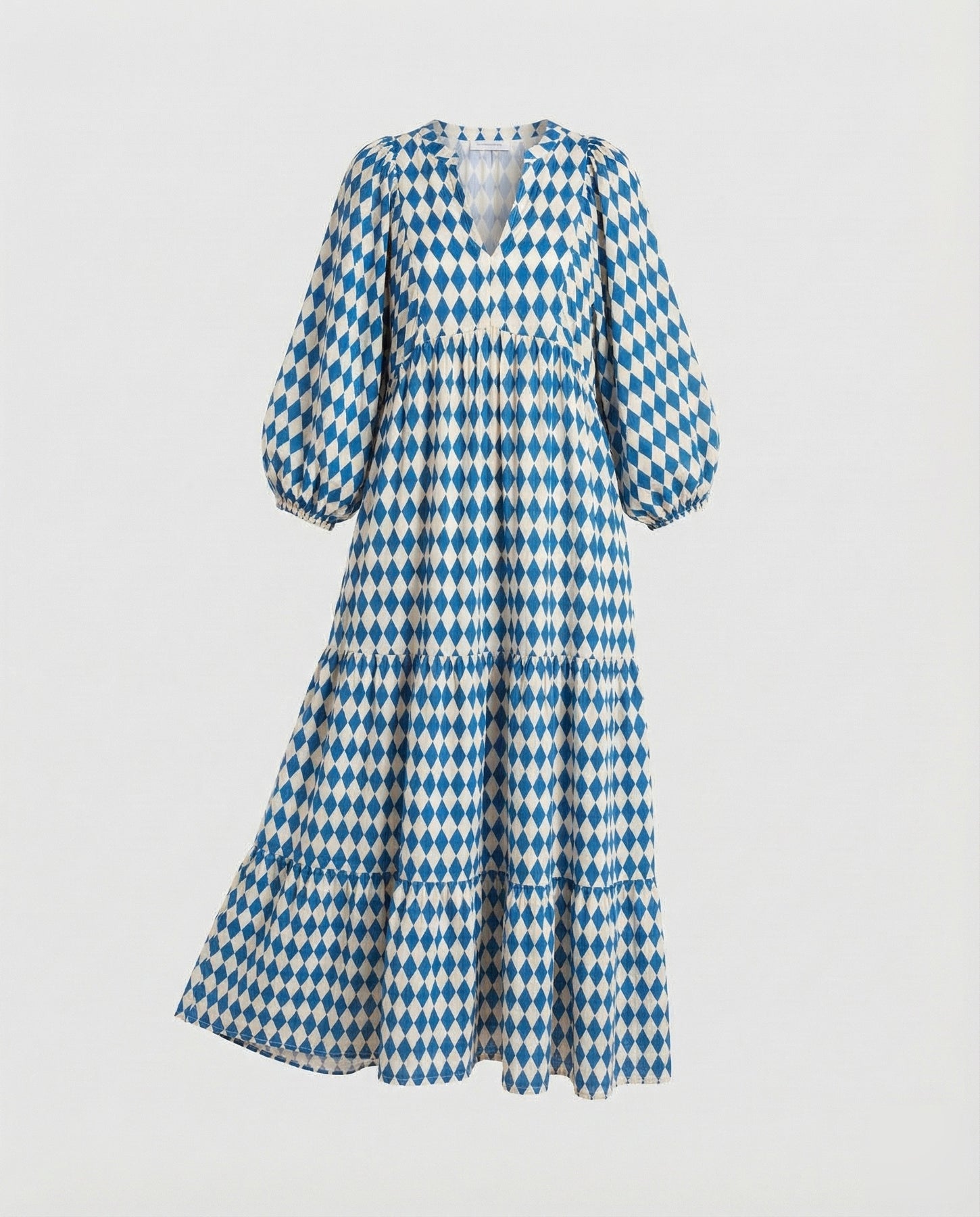 Sukienka damska midi z dekoltem w kształcie litery V i warstwową konstrukcją-Midi Dress-Olave