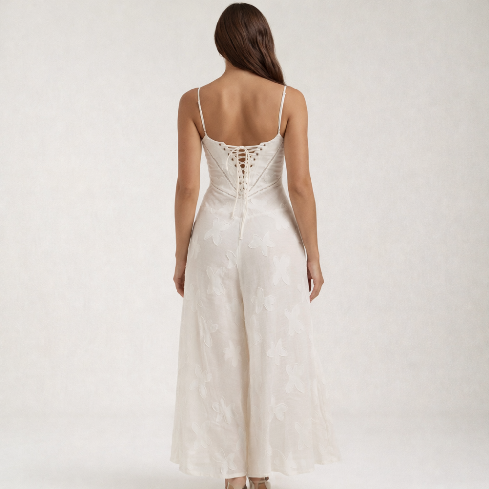 Sukienka maxi damska z dekoltem sercowym i ramiączkami-Maxi Dress-Olave