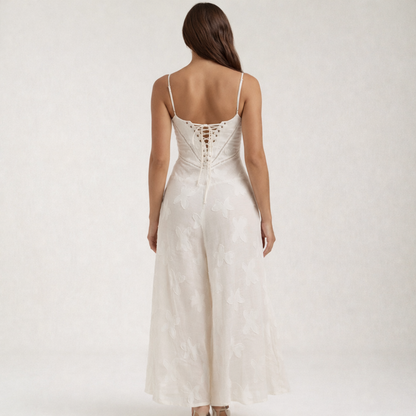 Sukienka maxi damska z dekoltem sercowym i ramiączkami-Maxi Dress-Olave