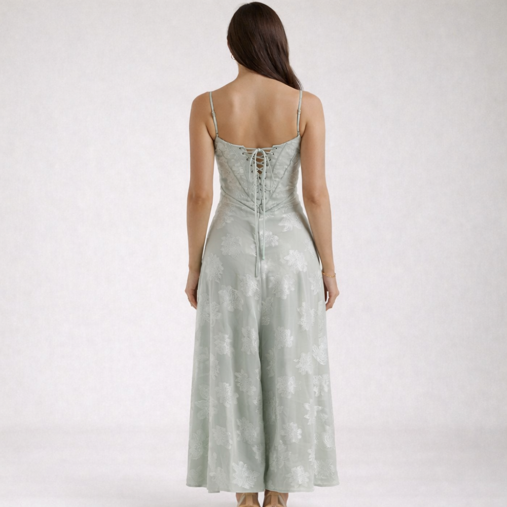 Sukienka maxi damska z dekoltem sercowym i ramiączkami-Maxi Dress-Olave