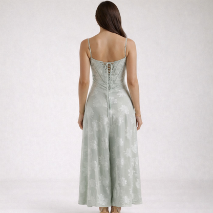 Sukienka maxi damska z dekoltem sercowym i ramiączkami-Maxi Dress-Olave