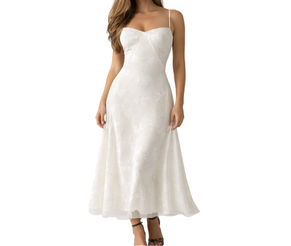 Sukienka maxi damska z dekoltem sercowym i ramiączkami-Maxi Dress-Olave