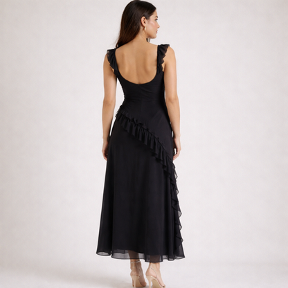Sukienka maxi damska z ramiączkami z falbaną-Maxi Dress-Olave