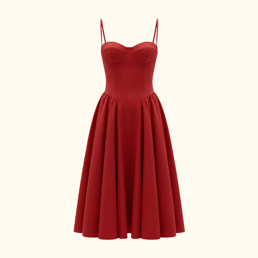 Sukienka midi damska w kwiatowy wzór na cienkich ramiączkach-Midi Dress-Olave
