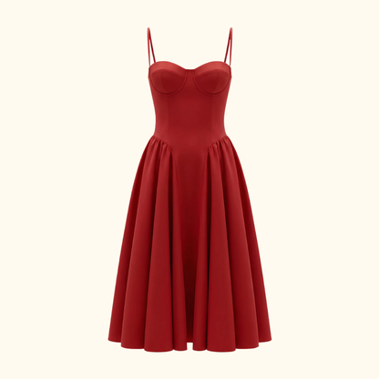 Sukienka midi damska w kwiatowy wzór na cienkich ramiączkach-Midi Dress-Olave