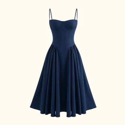 Sukienka midi damska w kwiatowy wzór na cienkich ramiączkach-Midi Dress-Olave
