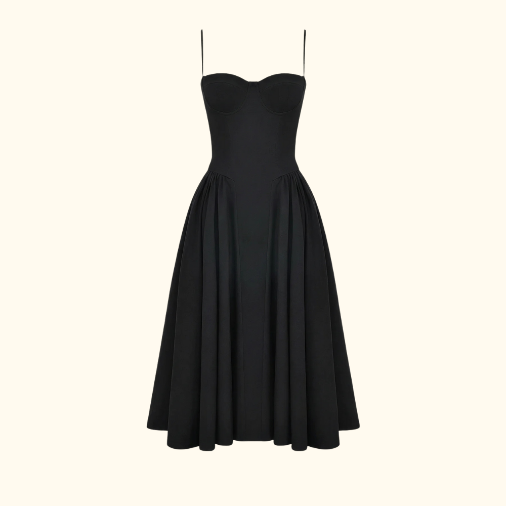 Sukienka midi damska w kwiatowy wzór na cienkich ramiączkach-Midi Dress-Olave