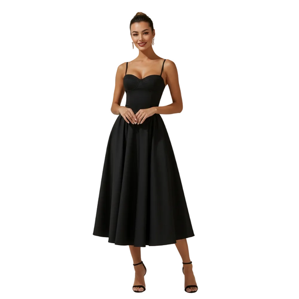 Sukienka midi damska w kwiatowy wzór na cienkich ramiączkach-Midi Dress-Olave