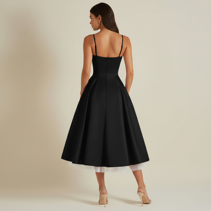 Sukienka midi damska z gorsetową górą i cienkimi ramiączkami-Midi Dress-Olave