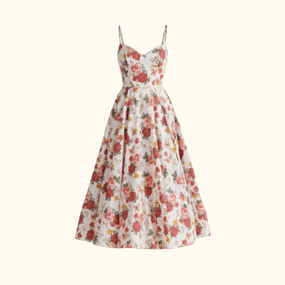 Sukienka midi damska z gorsetową górą i cienkimi ramiączkami-Midi Dress-Olave