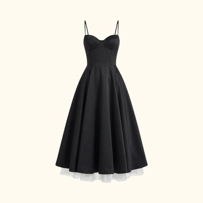 Sukienka midi damska z gorsetową górą i cienkimi ramiączkami-Midi Dress-Olave