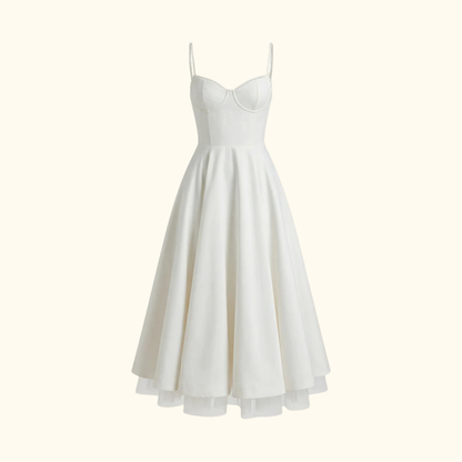 Sukienka midi damska z gorsetową górą i cienkimi ramiączkami-Midi Dress-Olave