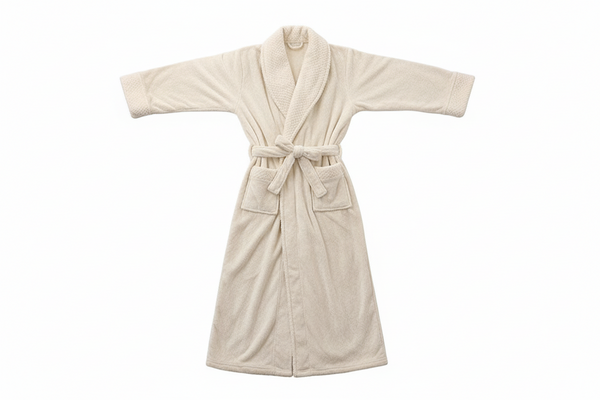 Szlafrok unisex długi z paskiem, kołnierzem szalowym i kieszeniami naszywanymi-Robe-Olave